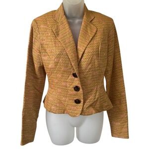 Vintage James Coviello Tweed Peplum Blazer Brown Pink Sz 6 Preppy Academia‎ Twee